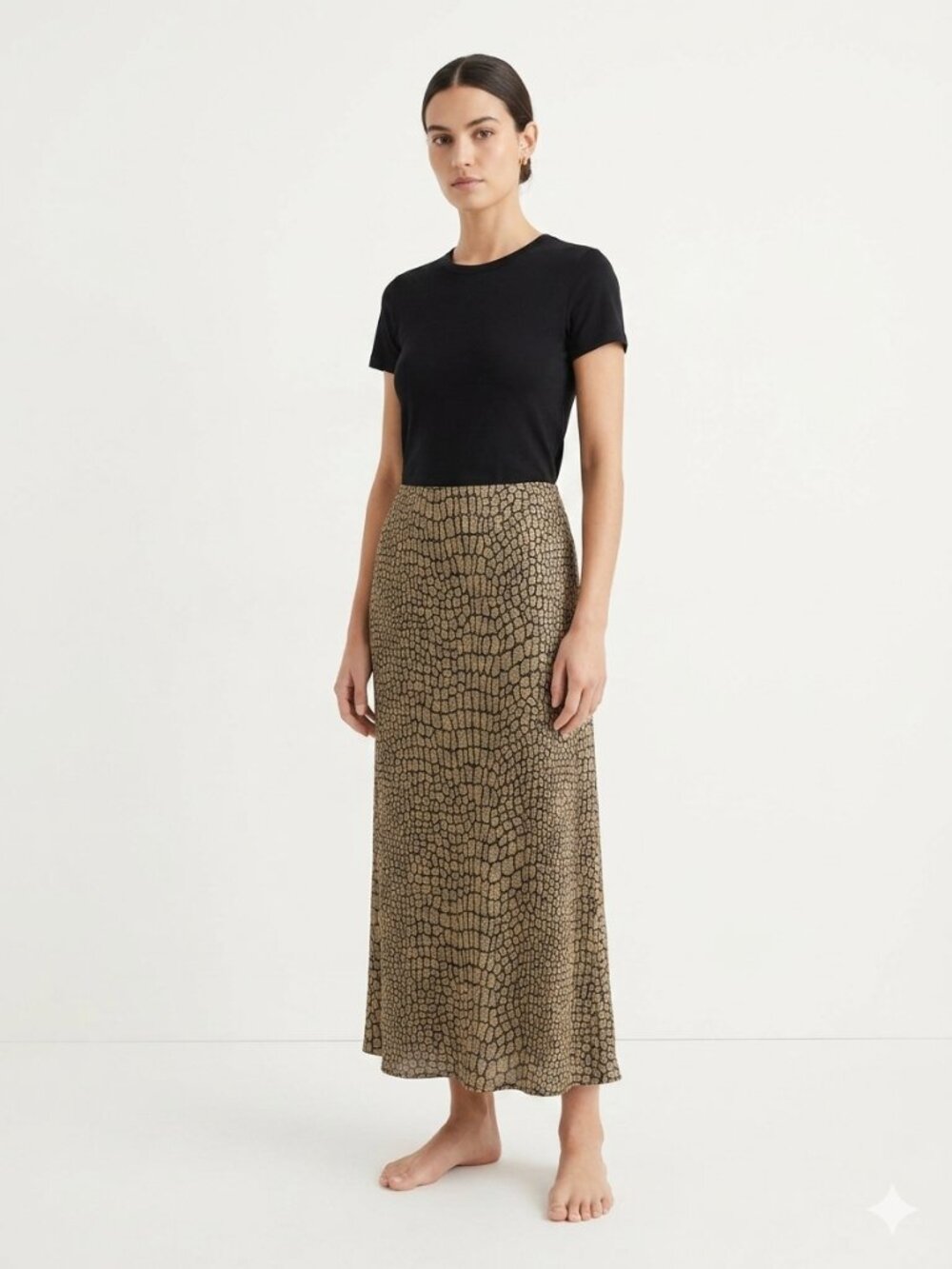 Vintage Prosperity Skirt Brown Croc Print Knit Maxi Grunge 2X